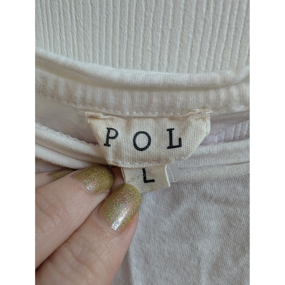 POL Distressed Cutout Slashed Tee White Cotton - Size L - Picture 3 of 5